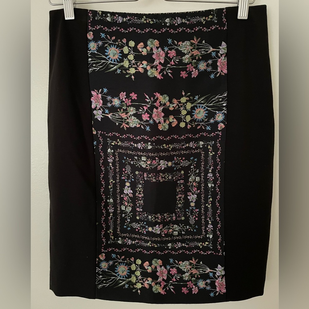 NWT Ted Baker Black and Floral Print Pencil Skirt Size 8